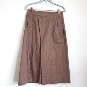 Zara SRPLS A-Line Military Skirt Medium Tan Utility Asymmetric Wrap Midi Safari